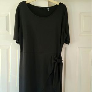 H by Halston Black Wrap Style Dress Sz L Petite